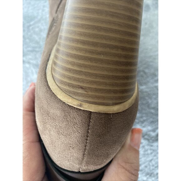 Limelight Brown Jena Faux Leather Booties size 11 3" heel Business office casual - Picture 11 of 14